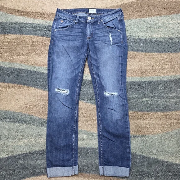 Hudson Jeans Womens 26 Dark Wash Distressed Skinny - Picture 2 of 14